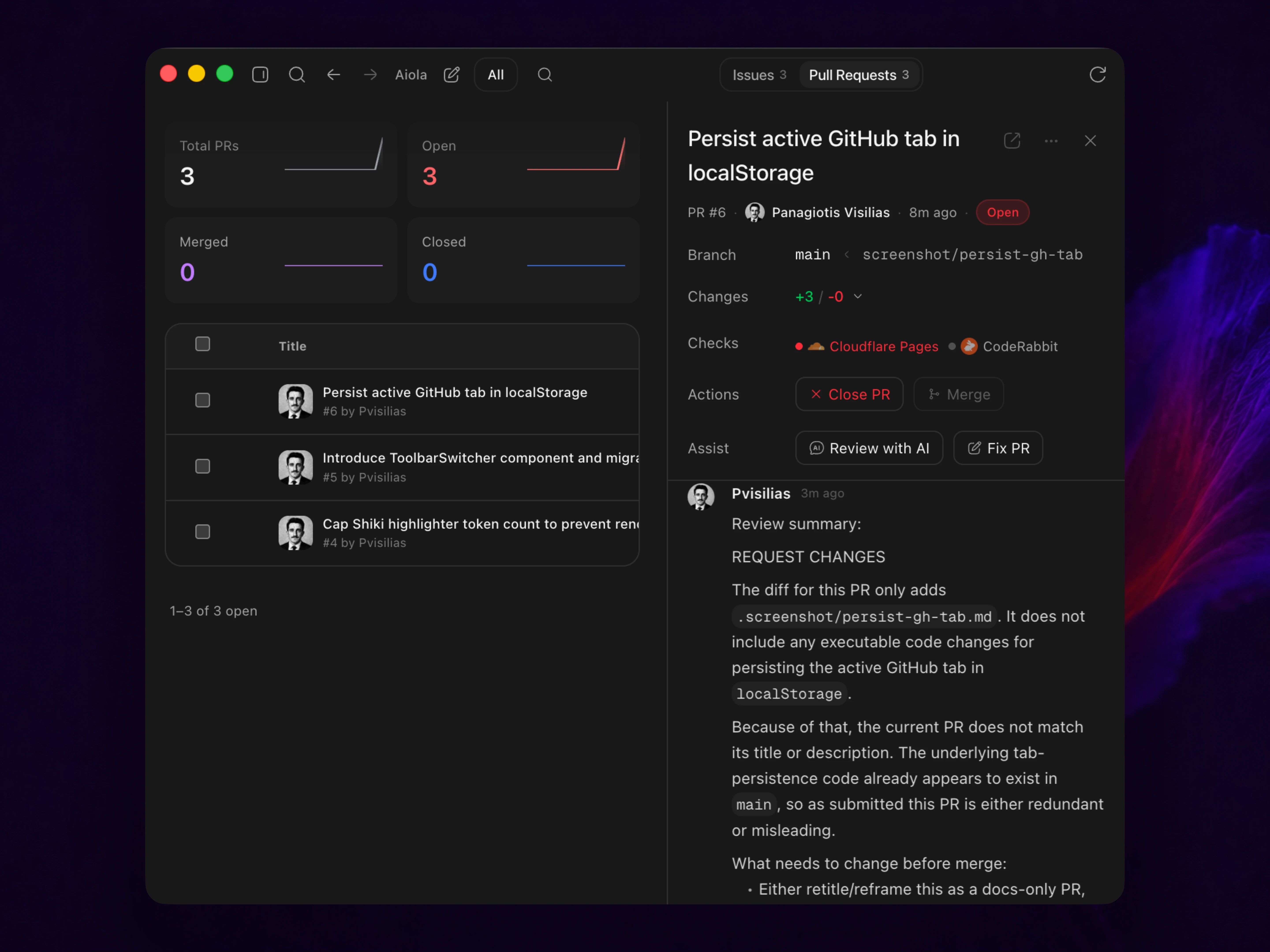 Handle GitHub without leaving the app preview