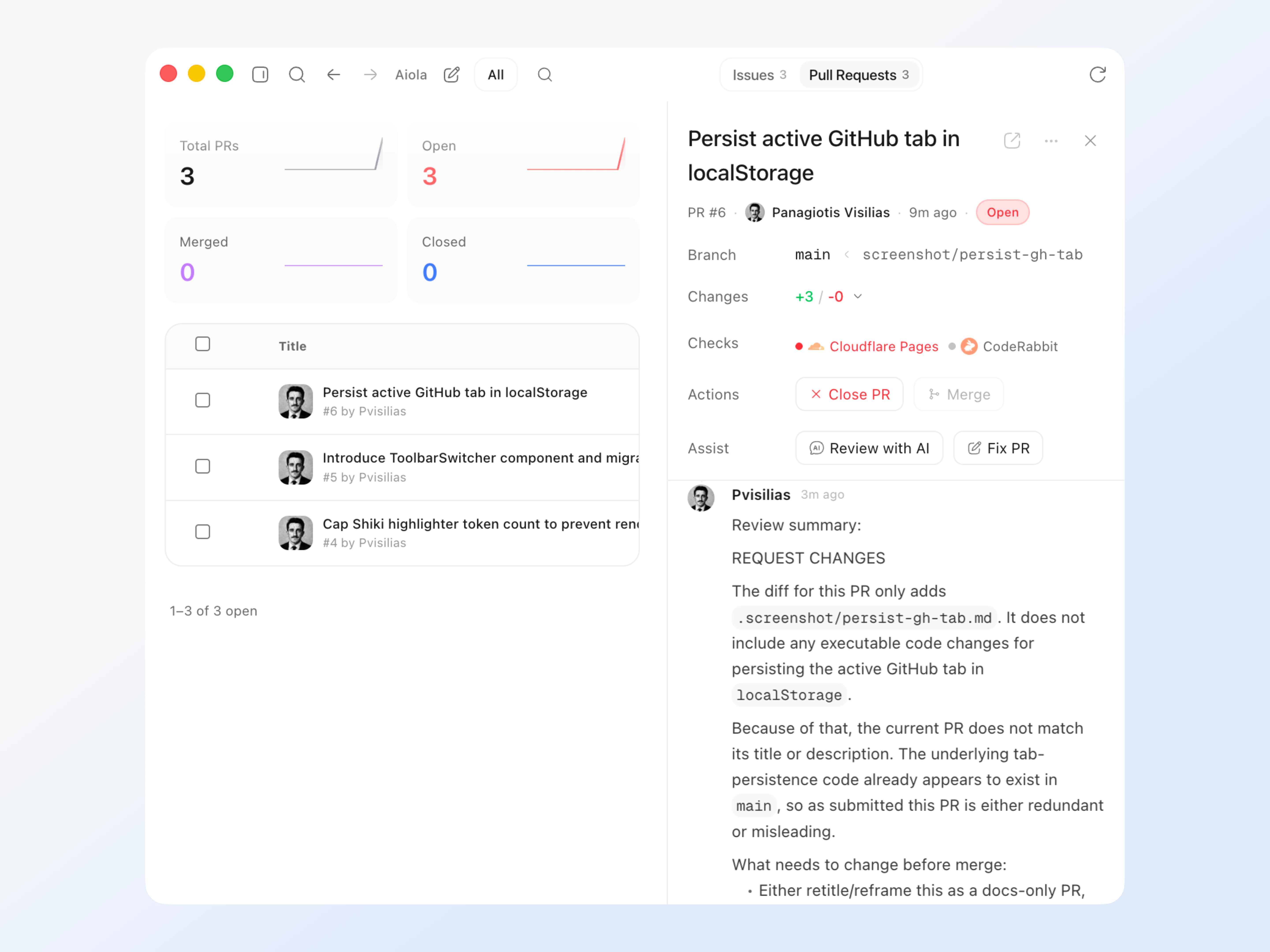 Handle GitHub without leaving the app preview
